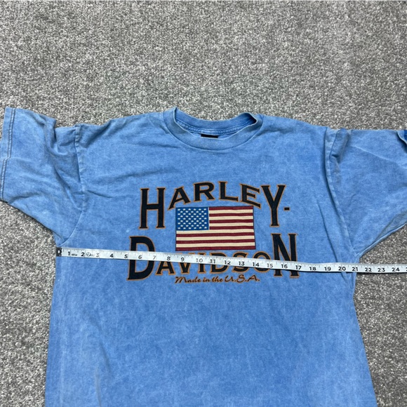 Vtg Harley Davidson Shirt Mens Large Blue Acid Wash Michigan Flag 90s 1998 Bike - Picture 3 of 7